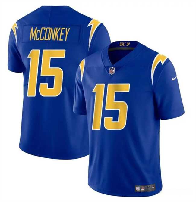 Youth Los Angeles Chargers #15 Ladd McConkey Royal 2024 Draft Vapor Limited Stitched Jersey Dzhi